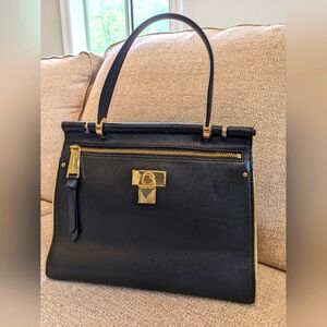 Michael Kors Black Leather Handbag w/Gold Hardware w/dustbag - like new!!